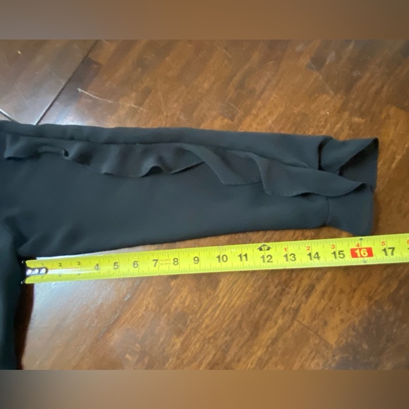 Flutter sleeve lined crepe/organza Black blouse, Size XL - Picture 7 of 11